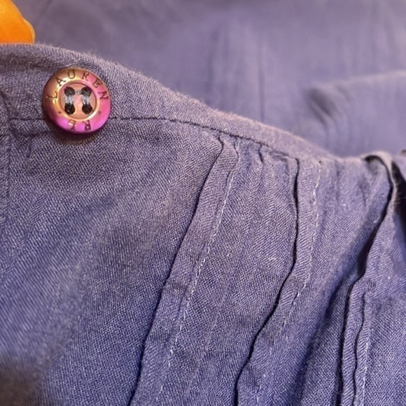 Lauren Ralph Lauren dress woman’s cotton Blue casual VNeck size XSmall - Picture 5 of 15